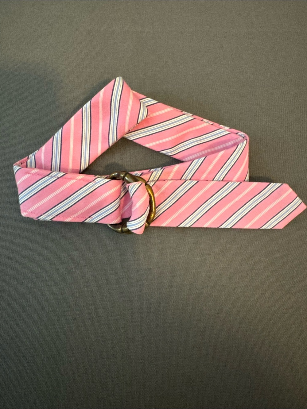 J.Crew Women's 100% Cotton Belt Pink with Blue & White Diagonal Stripes S/M 40"